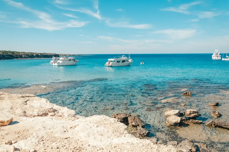 Turquoise water of the Blue Lagoon in the Akamas Peninsula, Cyprus