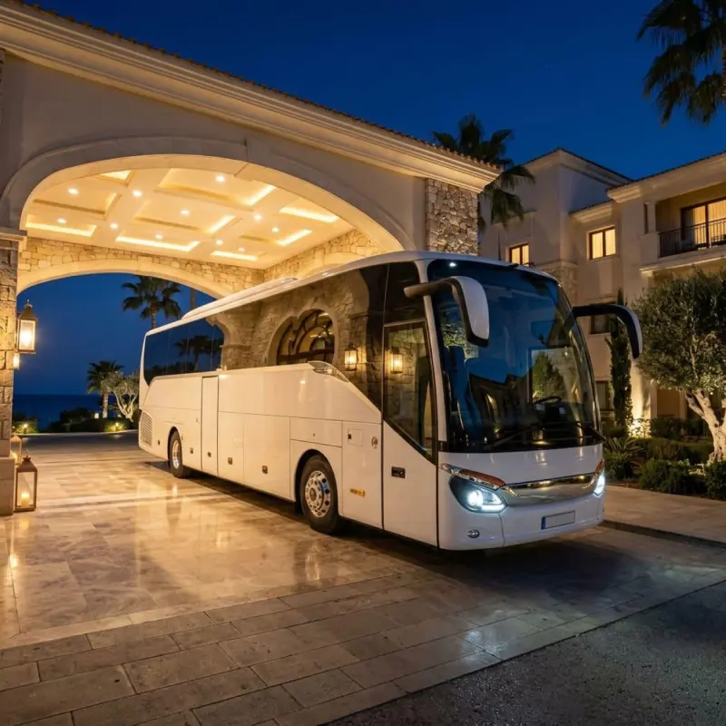 Modern coach for hire in Paphos, Cyprus
