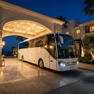 Modern coach for hire in Paphos, Cyprus