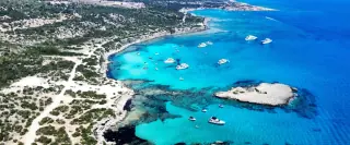 Turquoise water of the Blue Lagoon in the Akamas Peninsula, Cyprus