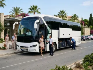 Luggage loading for a Project Cyprus Tours airport group transfer
