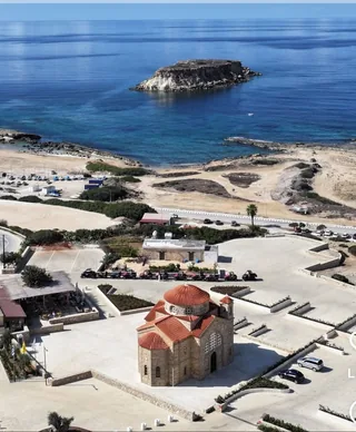St George Harbour and church on the Paphos coast