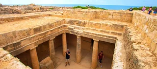 Rock-cut courtyard at the Tombs of the Kings