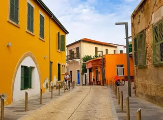 Colourful traditional street in Paphos Old Town