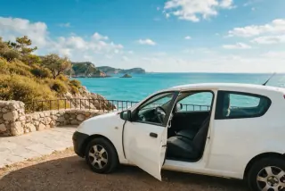 Car parked at a coastal viewpoint